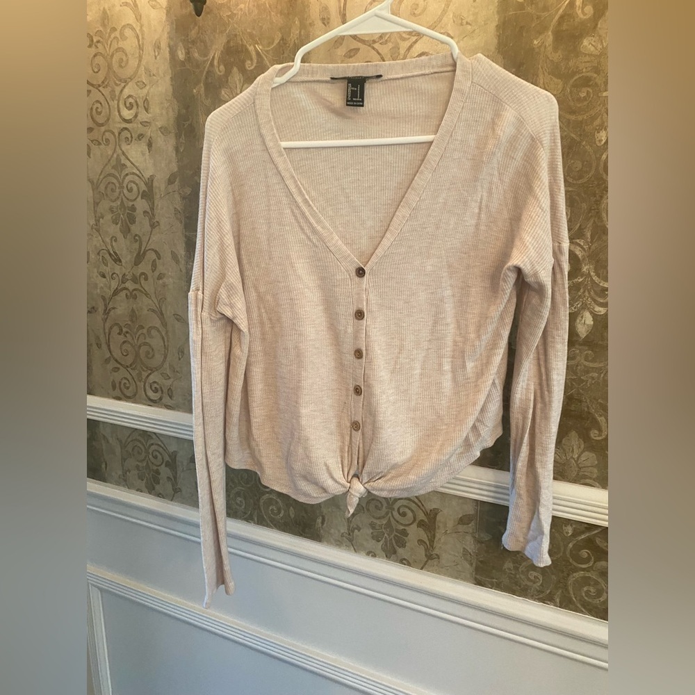 Forever 21 Cream Button-Up Sweater
